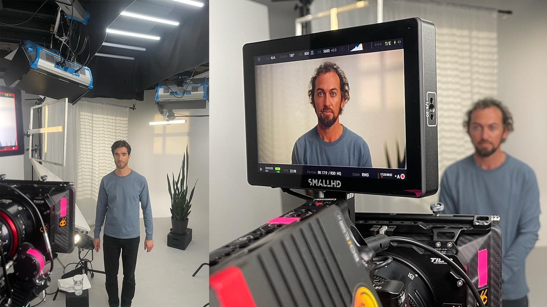 Behind-the-scenes look at the Nutrafol Wellness Campaign shoot, featuring crew and camera setup.