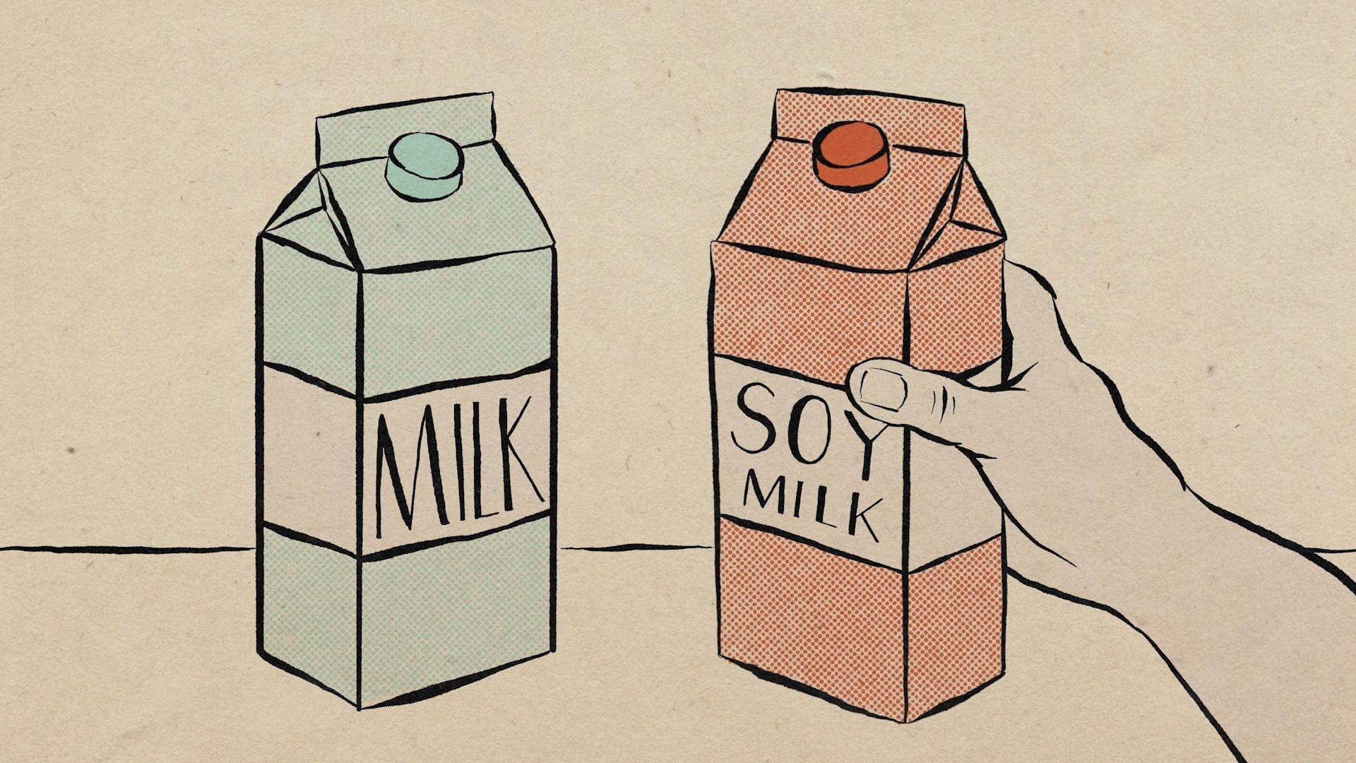 Illustrated milk cartons showing traditional milk and soy milk, representing changing consumer preferences and their impact on futures markets.
