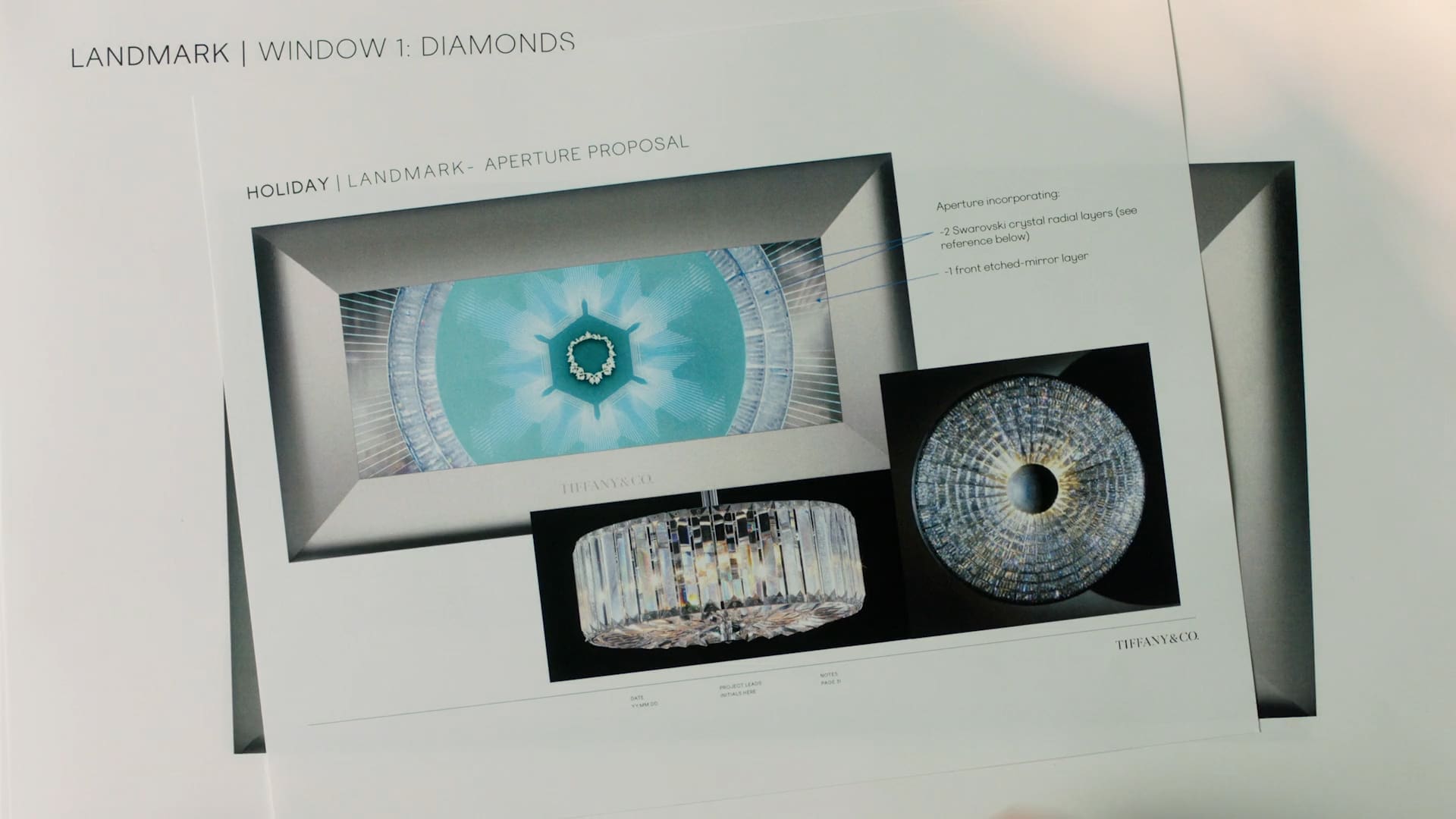 RIOT, NYC Creative Agency: Design proposal for Tiffany's 2023 Holiday Window featuring a diamond aperture with Swarovski crystal layers and an etched-mirror detail. Design proposal for Tiffany's 2023 Holiday Window featuring a diamond aperture with Swarovski crystal layers and an etched-mirror detail.