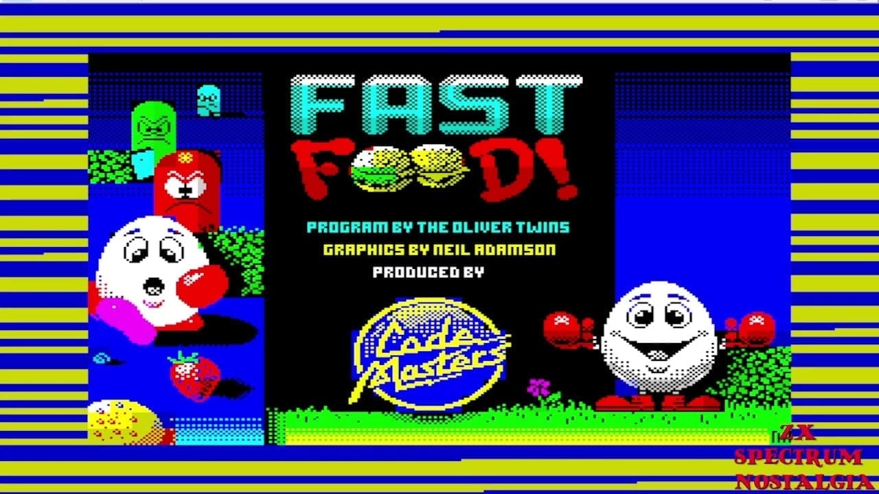 Fast Food Spectrum loading screen featuring Dizzy and food enemies