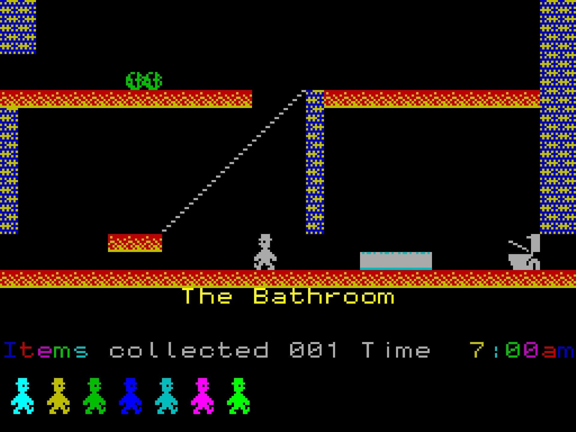 Jet Set Willy Spectrum screenshot in the Bathroom level