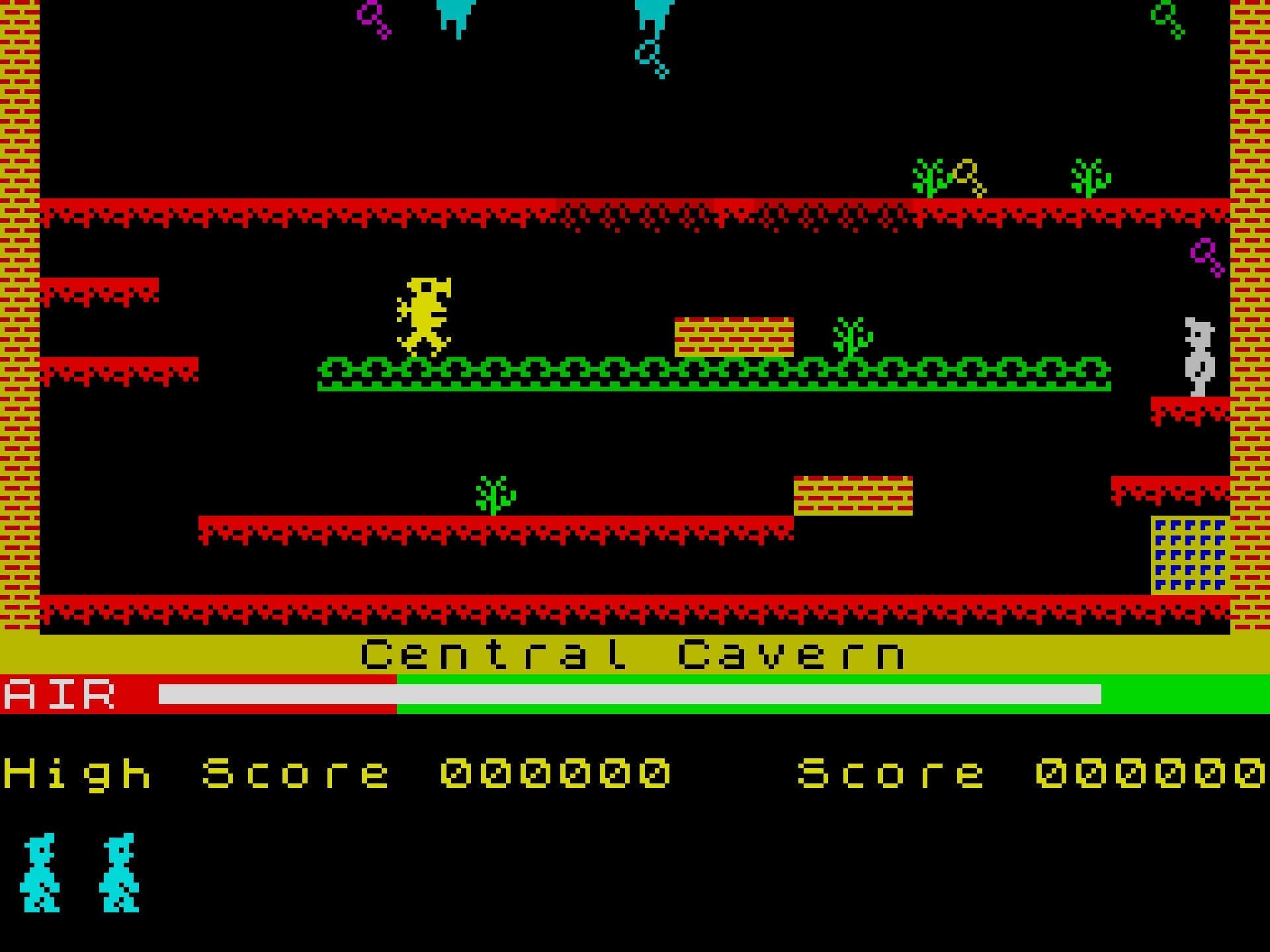 Manic Miner Spectrum screenshot in the Central Cavern level