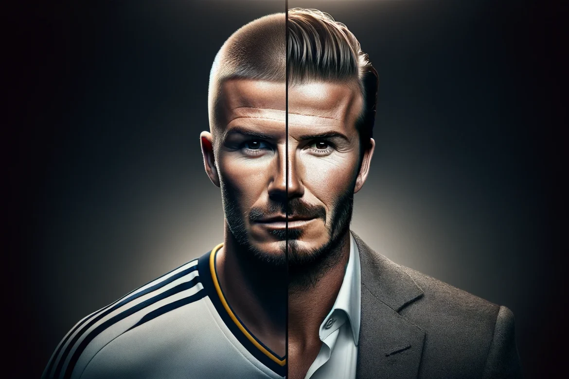 David Beckham split-screen image from LA Galaxy signing era to present-day